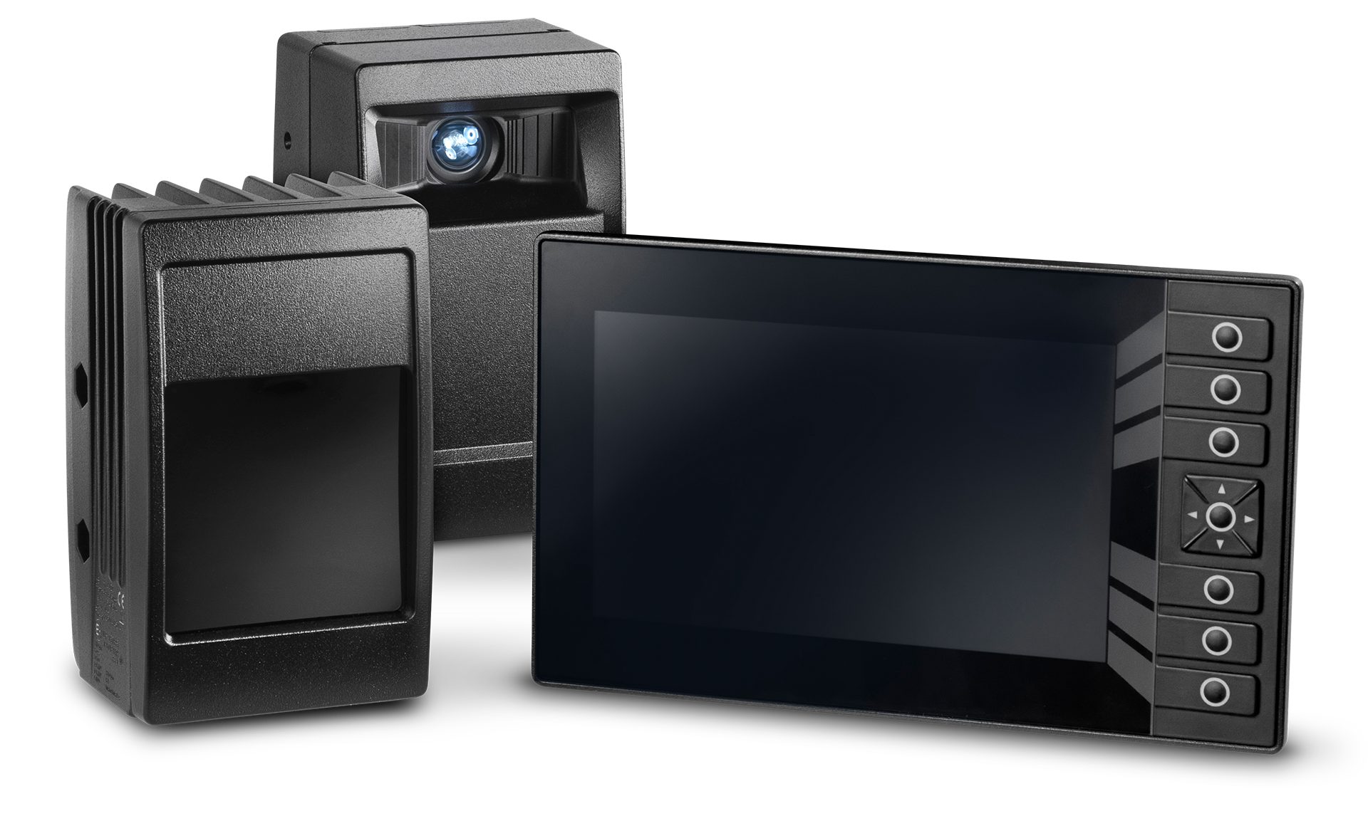 Das ViSy RAS 2.0 besteht aus einer Beleuchtungseinheit, einem 3D-Sensor sowie einem Touchscreen Monitor und senkt das Risio beim Rückwärtsfahren mit Nutzfahrzeugen.
